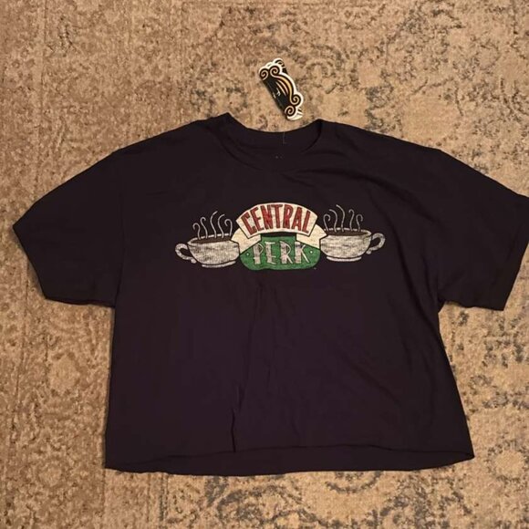 90s Y2K Style Friends Central Perk Graphic Tee T-Shirt Crop Top - Picture 2 of 4